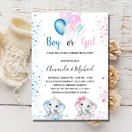Geslacht laat baby shower olifanten blauwe roze zi kaart
