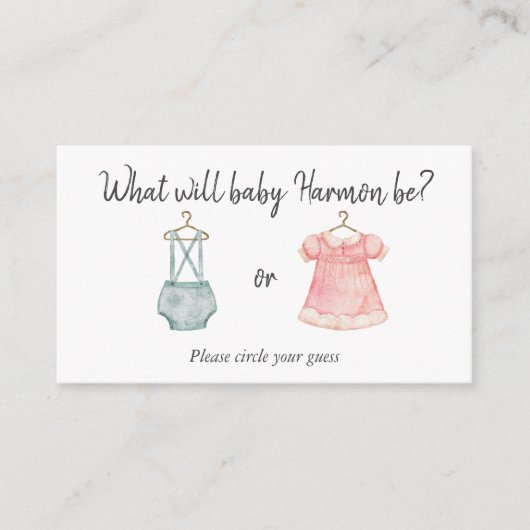 Geslacht Laat Baby shower stemmen Informatiekaartje (Voorkant)