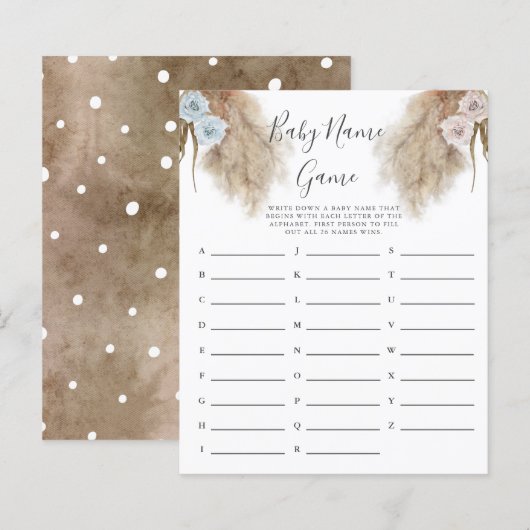 Geslacht Laat Pampas Grass Name Shower Game zien (Voorkant / Achterkant)