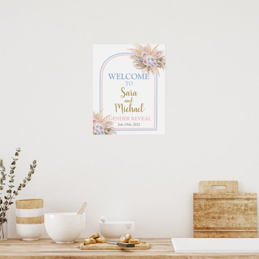 Geslacht Laat Pampas Grass Welkomstteken zien Poster (Keuken)