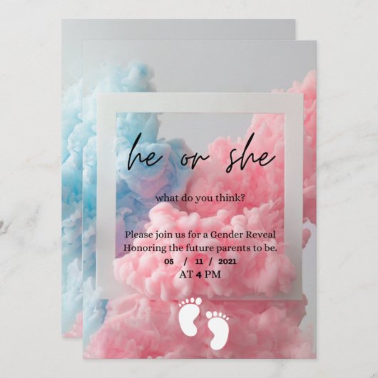 Geslacht laat roze blauwe rook zien (Voorkant / Achterkant)