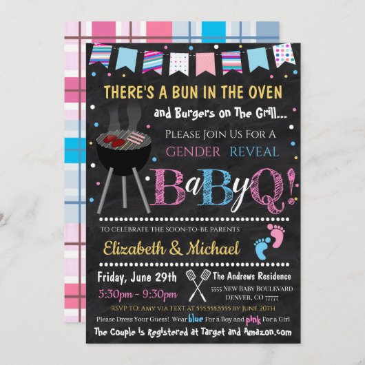 Geslacht Maak BabyQ Uitnodiging (Voorkant / Achterkant)