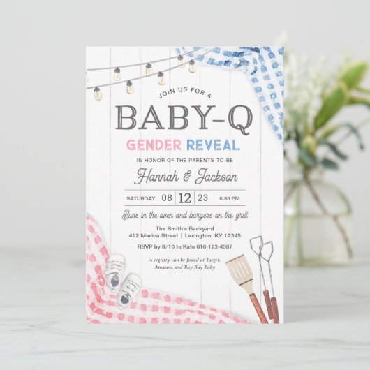 Geslacht Maak BabyQ Uitnodiging (Staand voorkant)