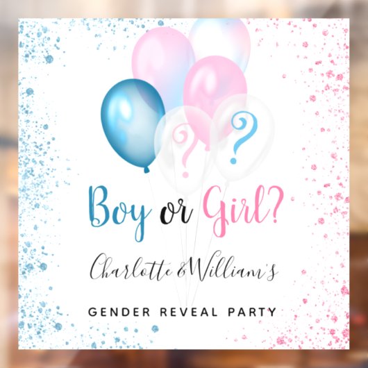 Geslacht man meisje blauw roze glitter bal raamsticker (Vel 2)