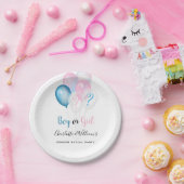 Geslacht man meisje blauw roze wit papieren bordje (Feest)