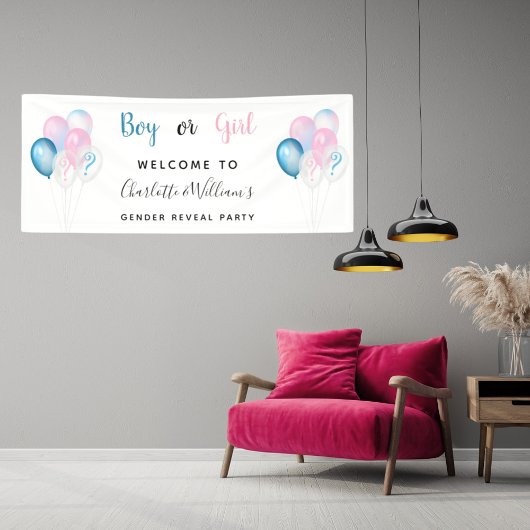 Geslacht man meisje blauw roze wit spandoek