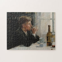 Geslacht Man verloren in gedachten bij de tafel