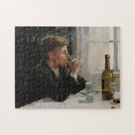 Geslacht Man verloren in gedachten bij de tafel Legpuzzel