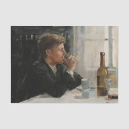 Geslacht Man verloren in gedachten bij de tafel Tissuepapier