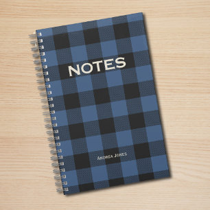 Geslacht Neutraal Blauw Buffel Check monogrammed n Notitieboek