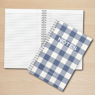 Geslacht Neutraal Blauw Buffel Check monogrammed n Notitieboek