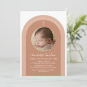 Geslacht Neutraal Boho boog kruis foto doop Kaart (Staand voorkant)