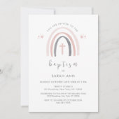 Geslacht Neutraal Boho Regenboog Kruis Doop Kaart (Voorkant)