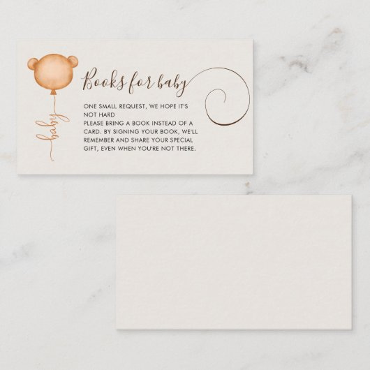 Geslacht Neutraal Book Request Balloon Baby shower Informatiekaartje (Voorkant / Achterkant)