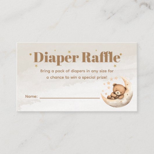 Geslacht Neutraal Bruin Teddy Beer Luierraffel Informatiekaartje (Voorkant)