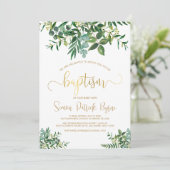 Geslacht Neutraal Doopsel Groen & Faux Gold Script Kaart (Staand voorkant)