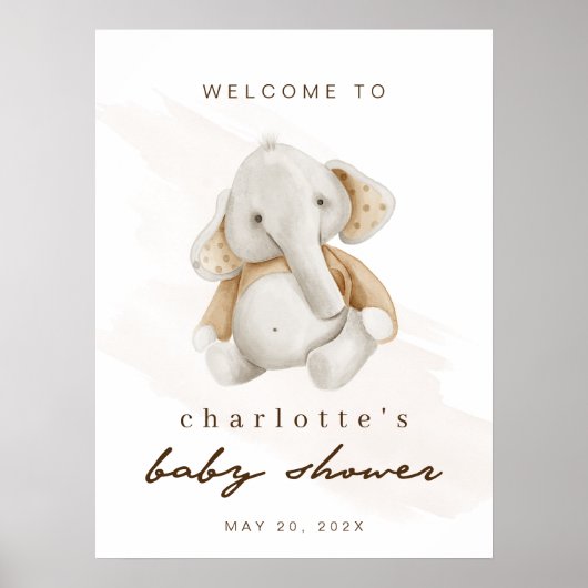 Geslacht Neutraal Elephant Baby shower Welkomsttek Poster (Voorkant)