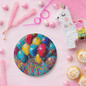 Geslacht Neutraal Kleurrijk Leuk Verjaardagsballon Papieren Bordje (Feest)