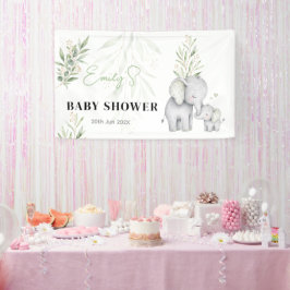 Geslacht Neutraal | Olifant Groene Baby Shower Spandoek
