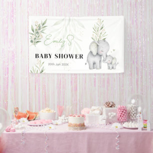 Geslacht Neutraal Olifant Groene Baby Shower Spandoek