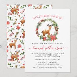 Geslacht Neutraal | Rendier Kerst Baby Shower Kaart
