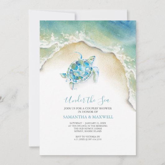 Geslacht Neutraal Strand Baby Douche Uitnodigingen (Voorkant)