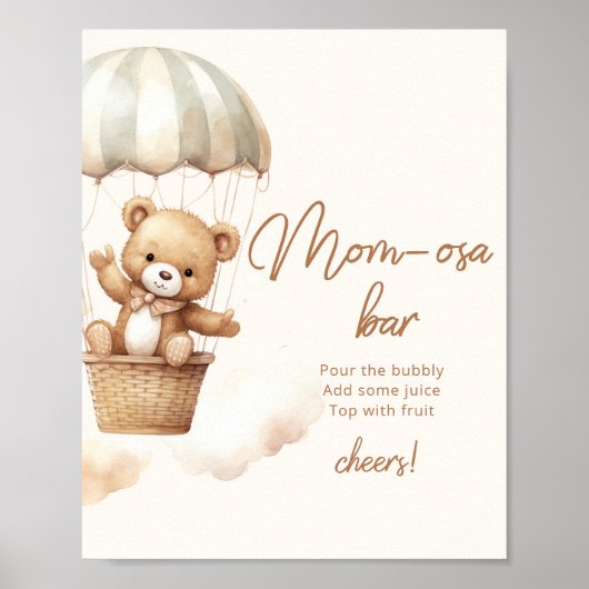 Geslacht neutraal teddybeer mom-osa bar poster (Voorkant)