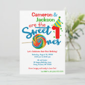 Geslacht Neutraal Tweeling Sweet 1 Thema Verjaarda Kaart (Staand voorkant)