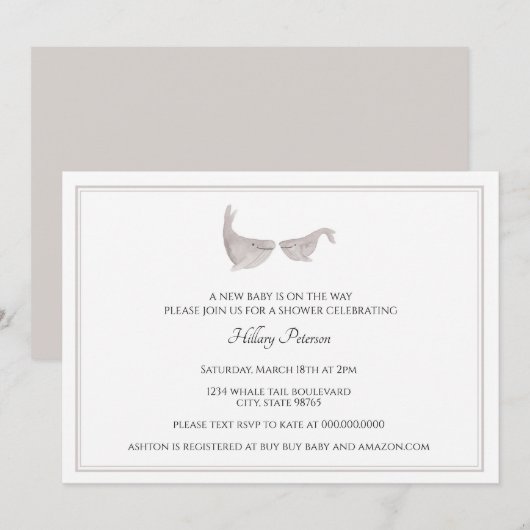 Geslacht Neutraal Waterverf baby shower Kaart (Voorkant / Achterkant)