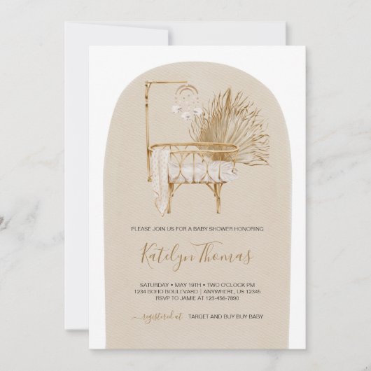 Geslacht Neutral Beige Boho Nursery Baby shower Kaart (Voorkant)