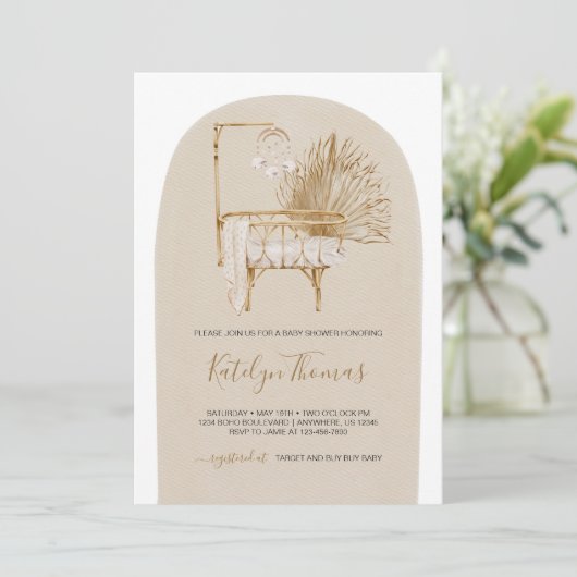 Geslacht Neutral Beige Boho Nursery Baby shower Kaart (Staand voorkant)