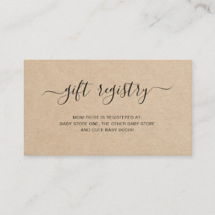 Geslacht Neutral Brown Gift Registry Baby shower Informatiekaartje