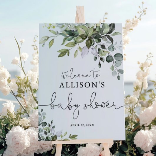 Geslacht Neutral greenery baby shower welkomstteke Poster