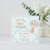 Geslacht Neutral Woodland Teddy Bear Baby shower Kaart (Staand voorkant)