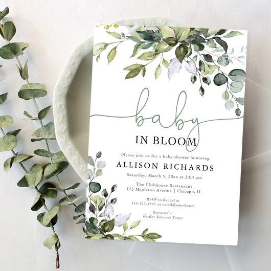 Geslacht neutrale baby in bloei groene baby shower kaart