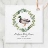 Geslacht neutrale baby shower met wilde eend bedankjes labels (Achterkant)