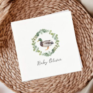 Geslacht neutrale baby shower met wilde eend servet