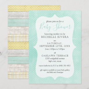Geslacht Neutrale Baby Shower Mint Geel Rustieke H Kaart