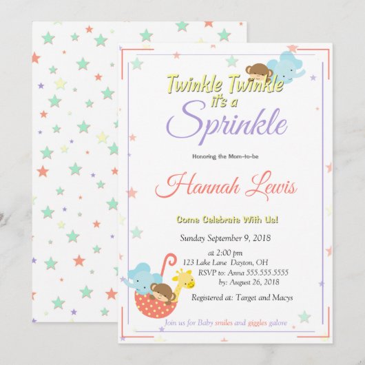 Geslacht Neutrale Baby shower Uitnodiging moeder t (Voorkant / Achterkant)