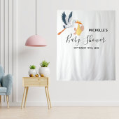 Geslacht neutrale babyshower ooievaar foto achterg wandkleed