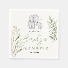 Geslacht neutrale babyshower waterverf olifant servet
