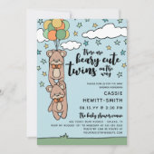 Geslacht Neutrale Beary Cute Twins Baby shower Kaart (Voorkant)