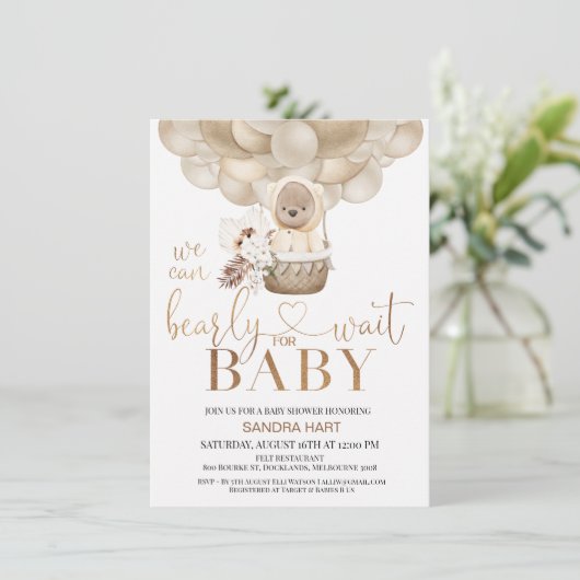 Geslacht Neutrale Boho Bearly Wait Baby shower Kaart (Staand voorkant)
