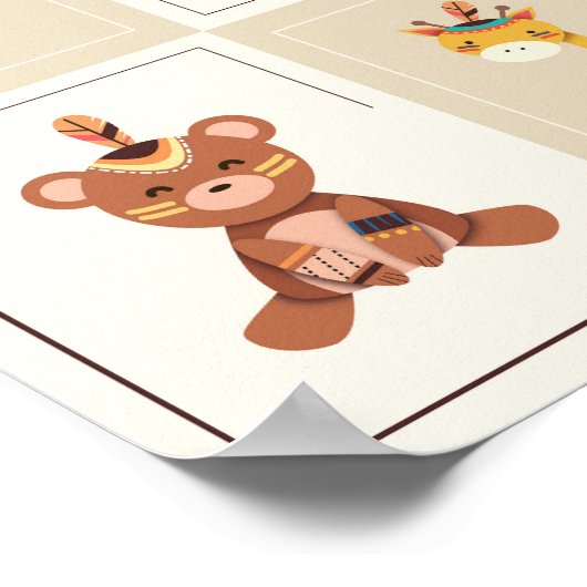 Geslacht Neutrale Boho Bosdieren Kinderkamer Kids Poster (Hoek)