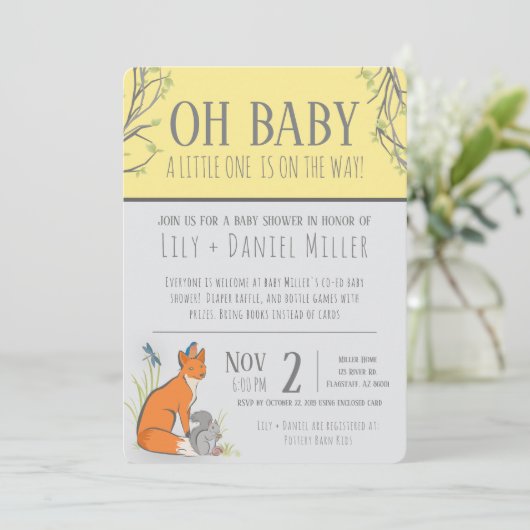 Geslacht Neutrale bossen baby shower streep Kaart (Staand voorkant)