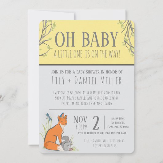 Geslacht Neutrale bossen baby shower streep Kaart (Voorkant)