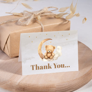 Geslacht Neutrale Bruine Teddydbeer Baby Shower Bedankkaart