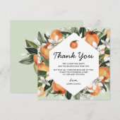 Geslacht neutrale citrus baby shower bedankkaartje bedankkaart (Voorkant / Achterkant)