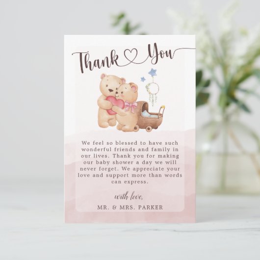 Geslacht Neutrale Cute Beer Waterverf Baby shower Bedankkaart (Staand voorkant)