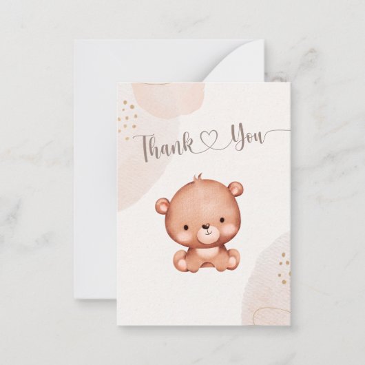 Geslacht Neutrale Cute Beer Waterverf Baby shower Notitiekaartje (Voorkant)